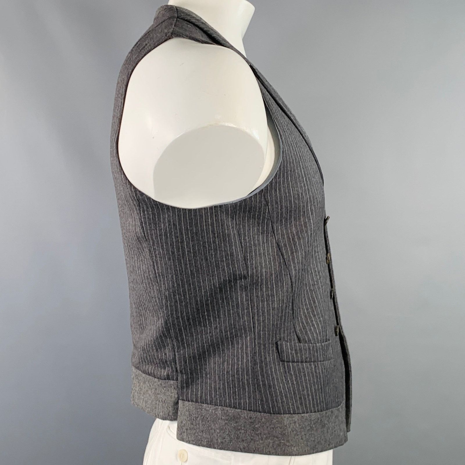 Neil Barrett NEIL BARRETT Grey Wool Double Breasted Notch Lapel Vest Size 42R - 4 Thumbnail