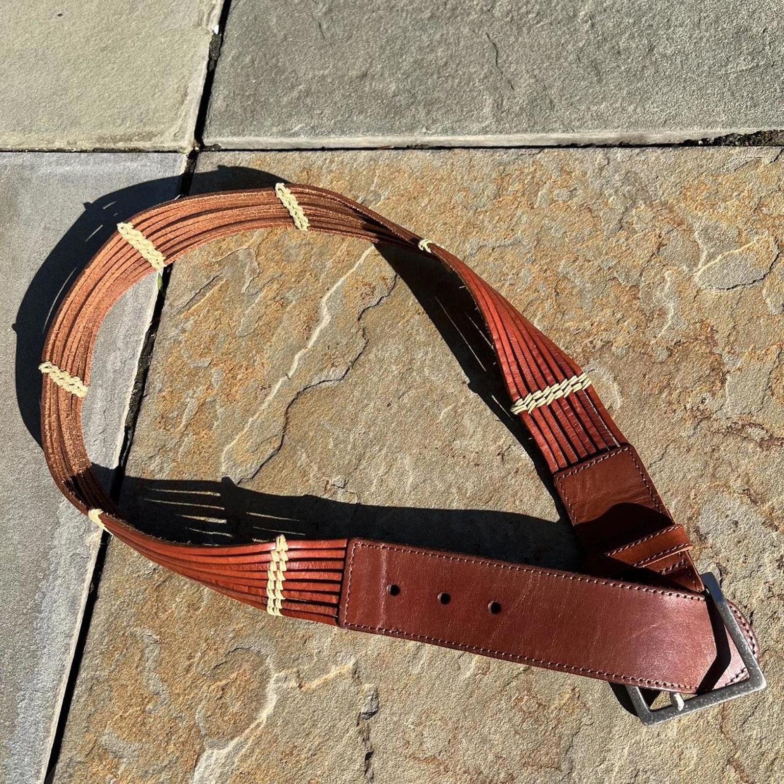 Talbots Brown Leather Lace Boho Belt Size ONE SIZE - 1 Thumbnail