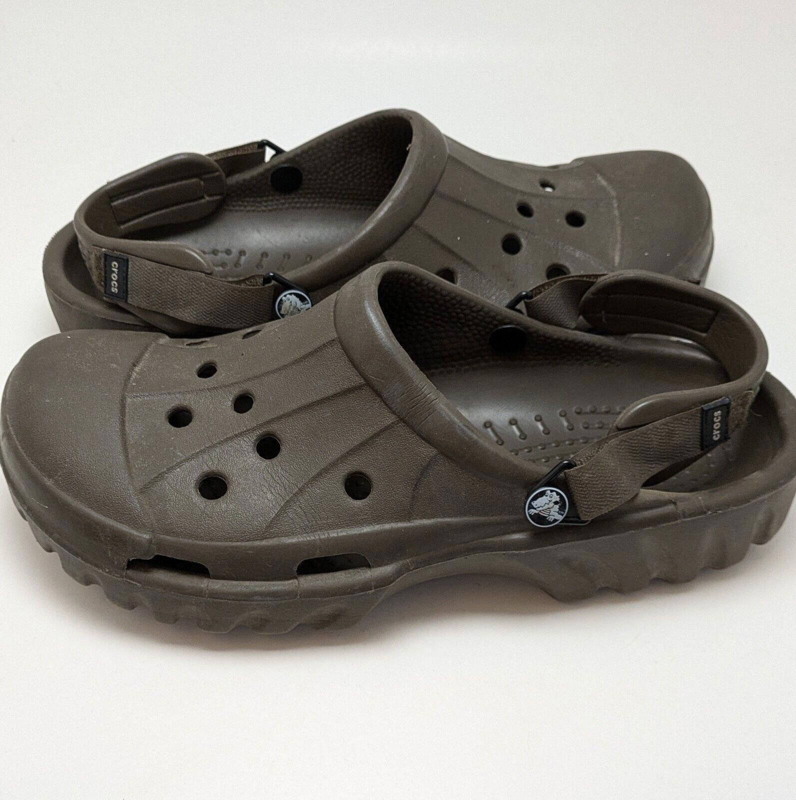 Mens Crocs Slingback Clogs Comfort Brown Rubber Shoes Size 12