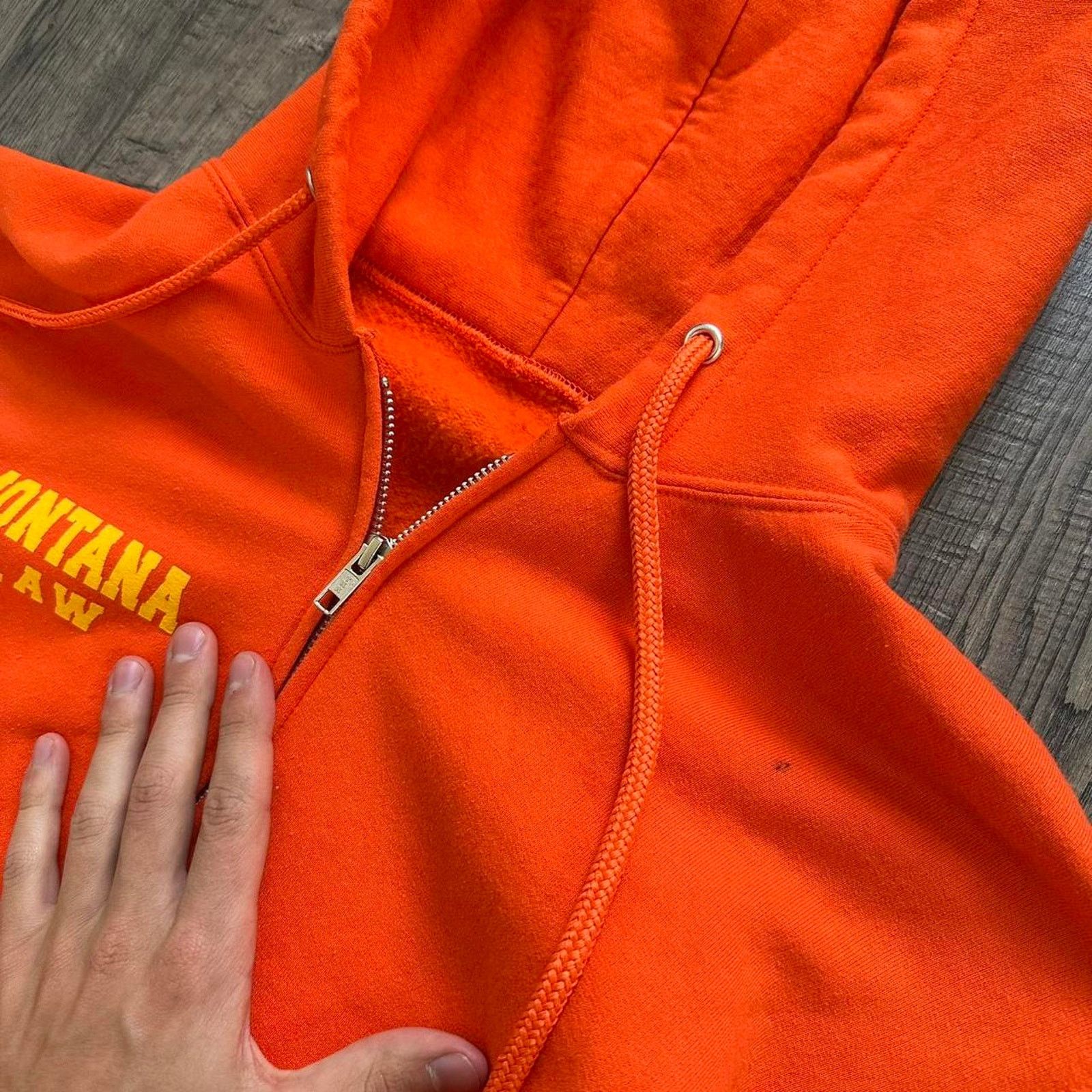 Vintage Vintage 00s Montanna Law Orange Zip Up Hoodie Sweatshirt Size US XL / EU 56 / 4 - 7 Thumbnail