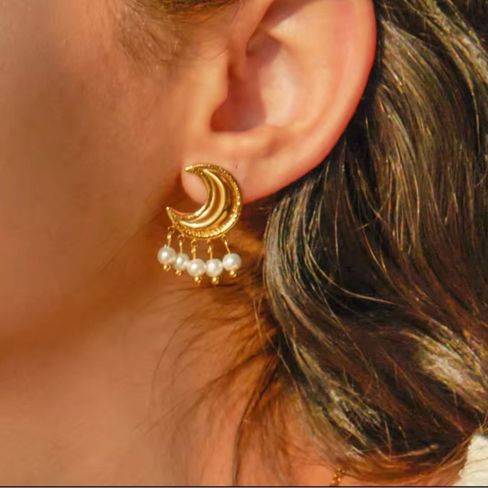 Other 18K Gold Plated Moon Shaped Earrings Size ONE SIZE - 1 Thumbnail
