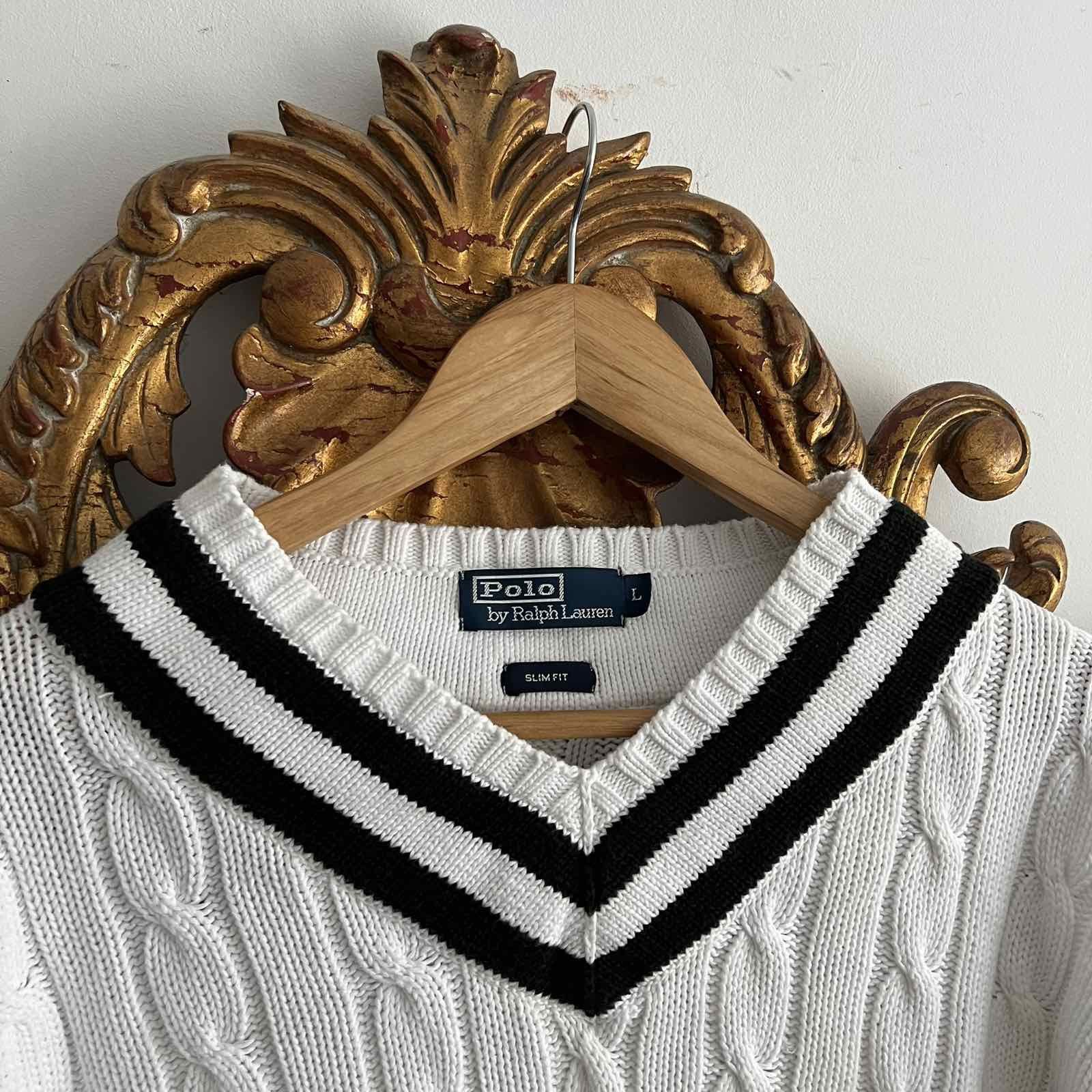 Designer × Polo Ralph Lauren × Vintage 🔥90’S Ralph Lauren Polo Old Money V-Neck Knit Sweater Y2K Size L / US 10 / IT 46 - 4 Thumbnail