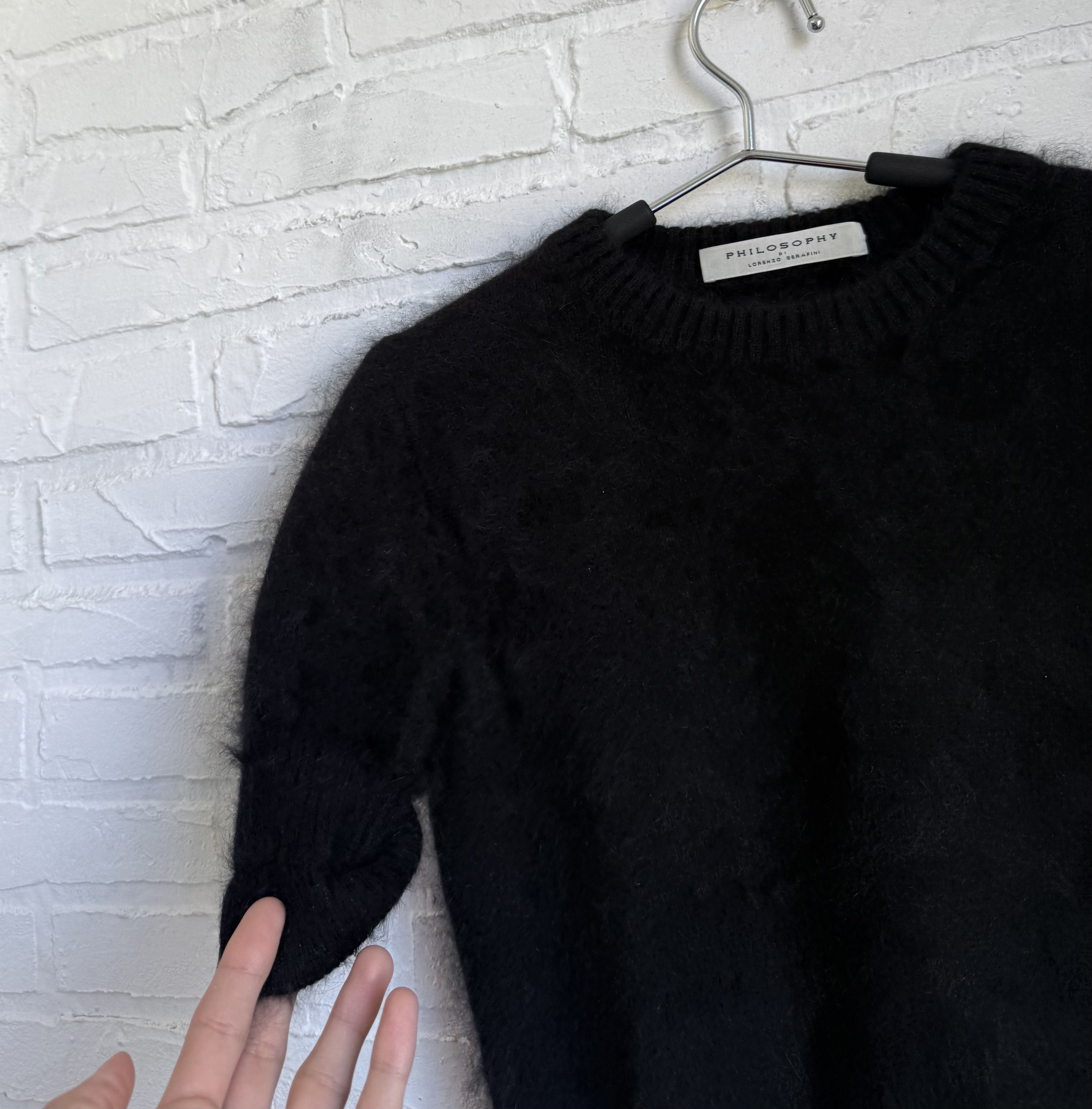 Philosophy di Lorenzo Serafini Philosophy Di Lorenzo Serafini Black Angora Mohair Knit Top Size S / US 4 / IT 40 - 6 Thumbnail