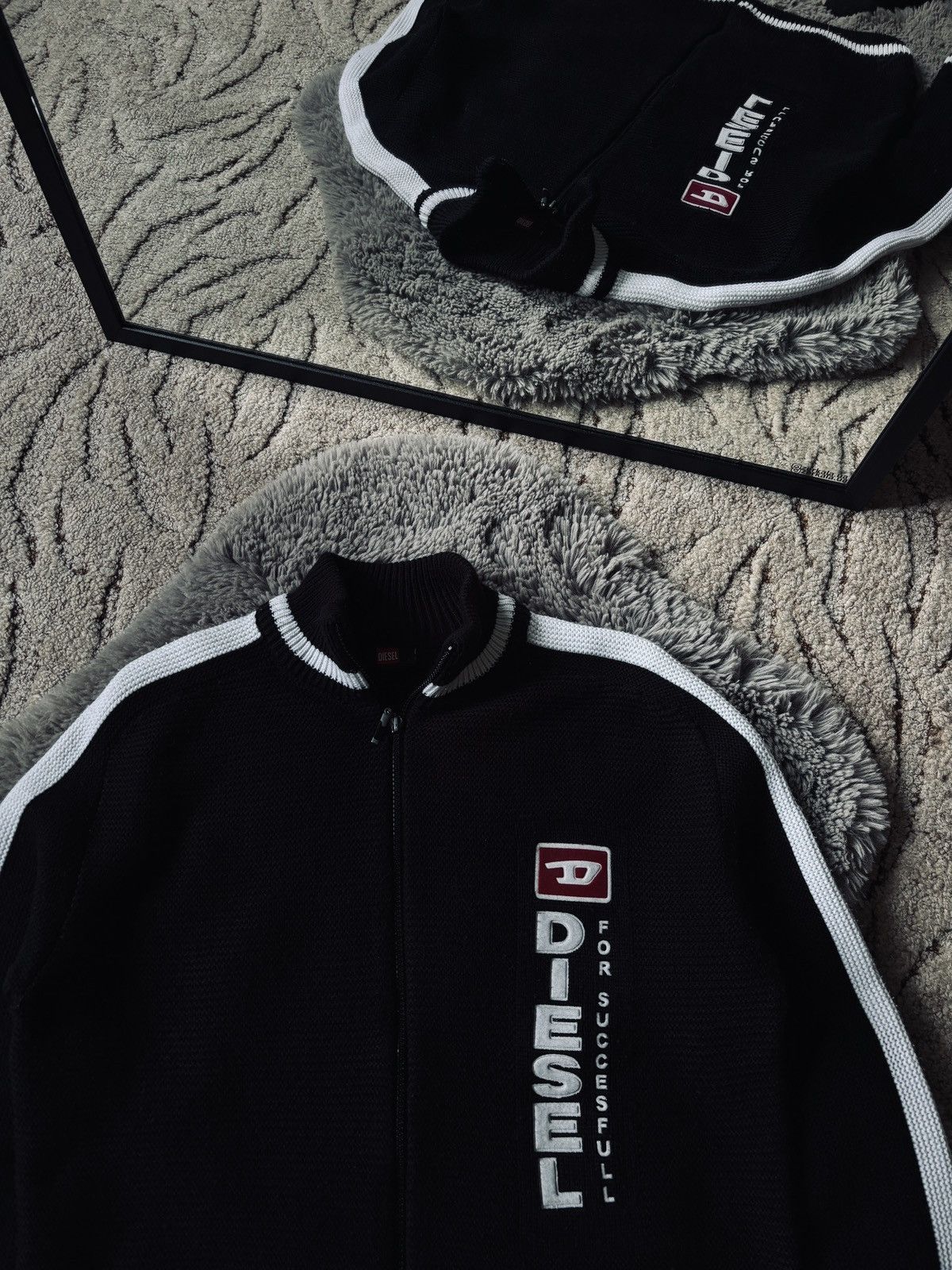 Diesel × Vintage Diesel vintage sweater 90s knit zip black sweatshirt Size US L / EU 52-54 / 3 - 3 Thumbnail