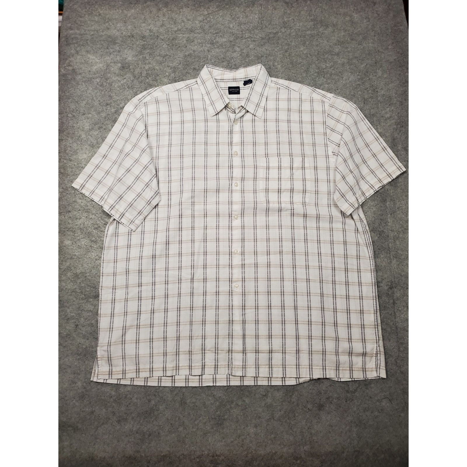 Arrow Arrow Men's XL Black & White Short Sleeve Button Up Shirt Size US XL / EU 56 / 4 - 1 Thumbnail