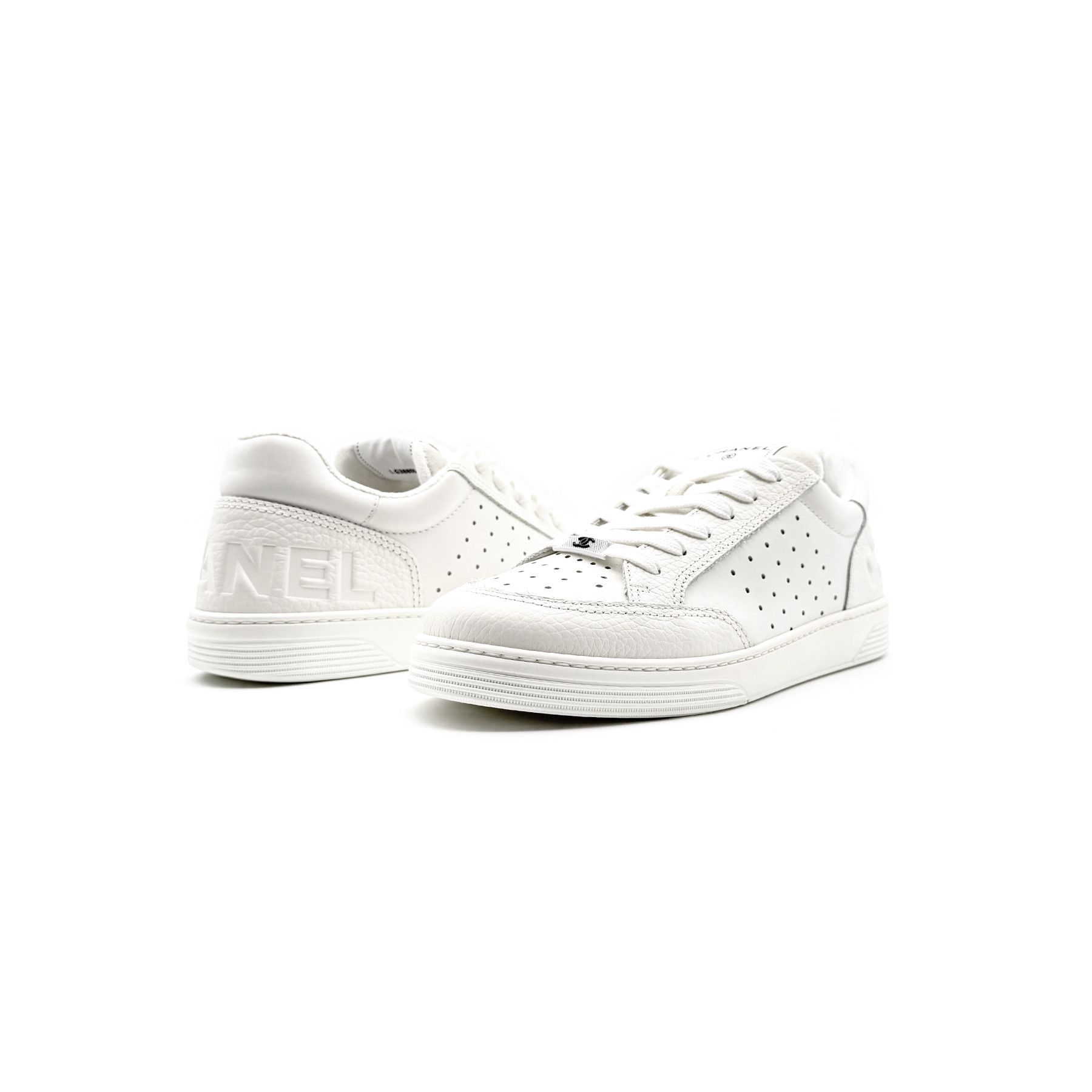 Chanel Chanel White Perforated Leather Low Top Sneakers Size US 9 / EU 42 - 3 Thumbnail