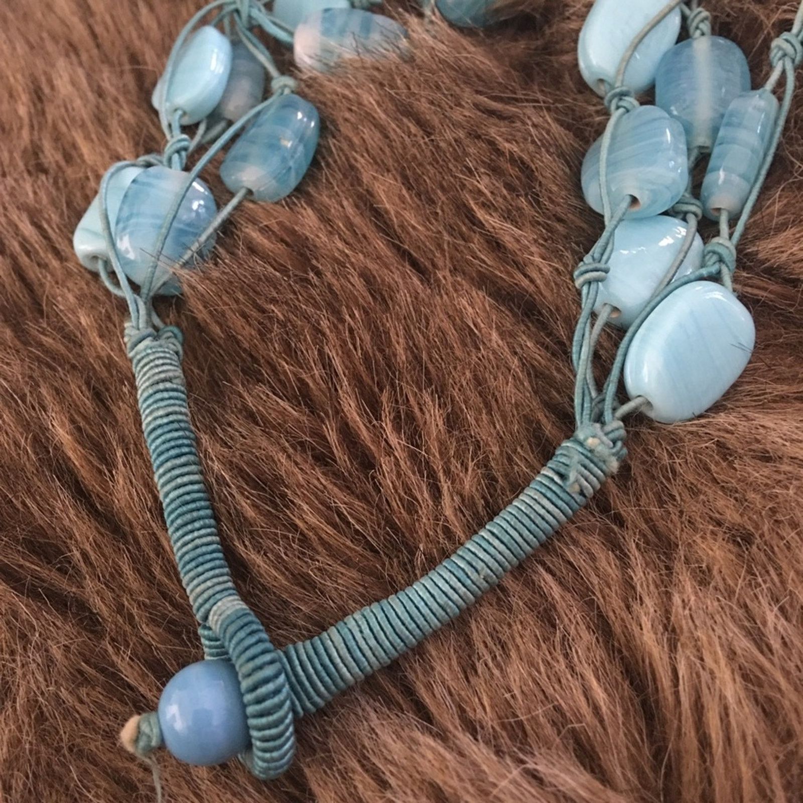 Vintage Vintage handmade blue glass braided necklace Size ONE SIZE - 7 Thumbnail