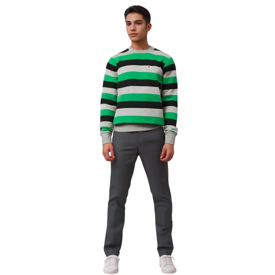 Champion Champion Mens Vintage Striped Green Black Gray Sweatshirt Size US XXL / EU 58 / 5 - 9 Thumbnail