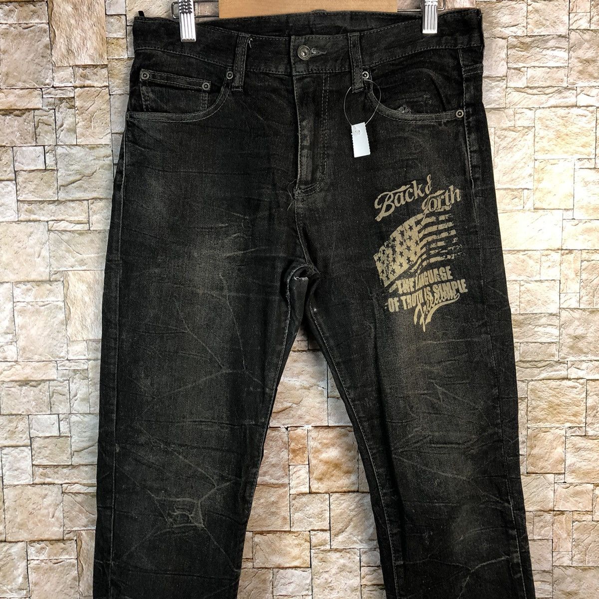 Japanese Brand Japan vintage Black Denim jeans Pants #A639 Size US 29 - 5 Thumbnail