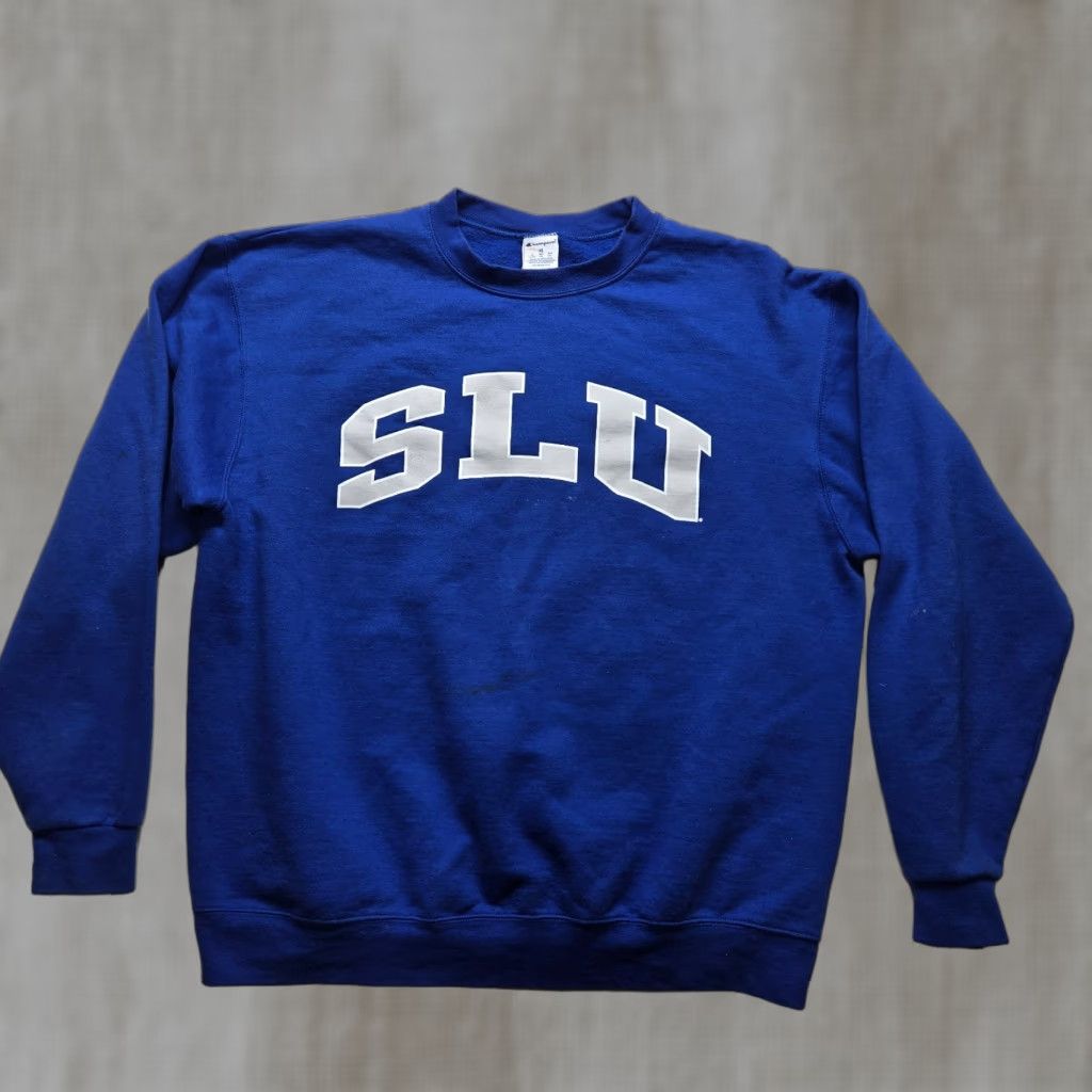 Champion VINTAGE Champion Sweatshirt Pullover XL Men Crewneck St. Louis University Blue Grey University 90s? Size US XL / EU 56 / 4 - 1 Thumbnail