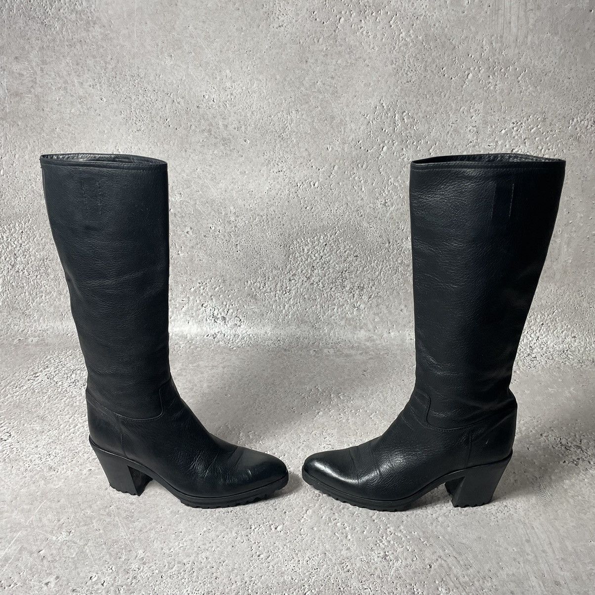 Prada × Vintage Prada Leather Black High Knee Boots Size US 8 / IT 38 - 9 Thumbnail
