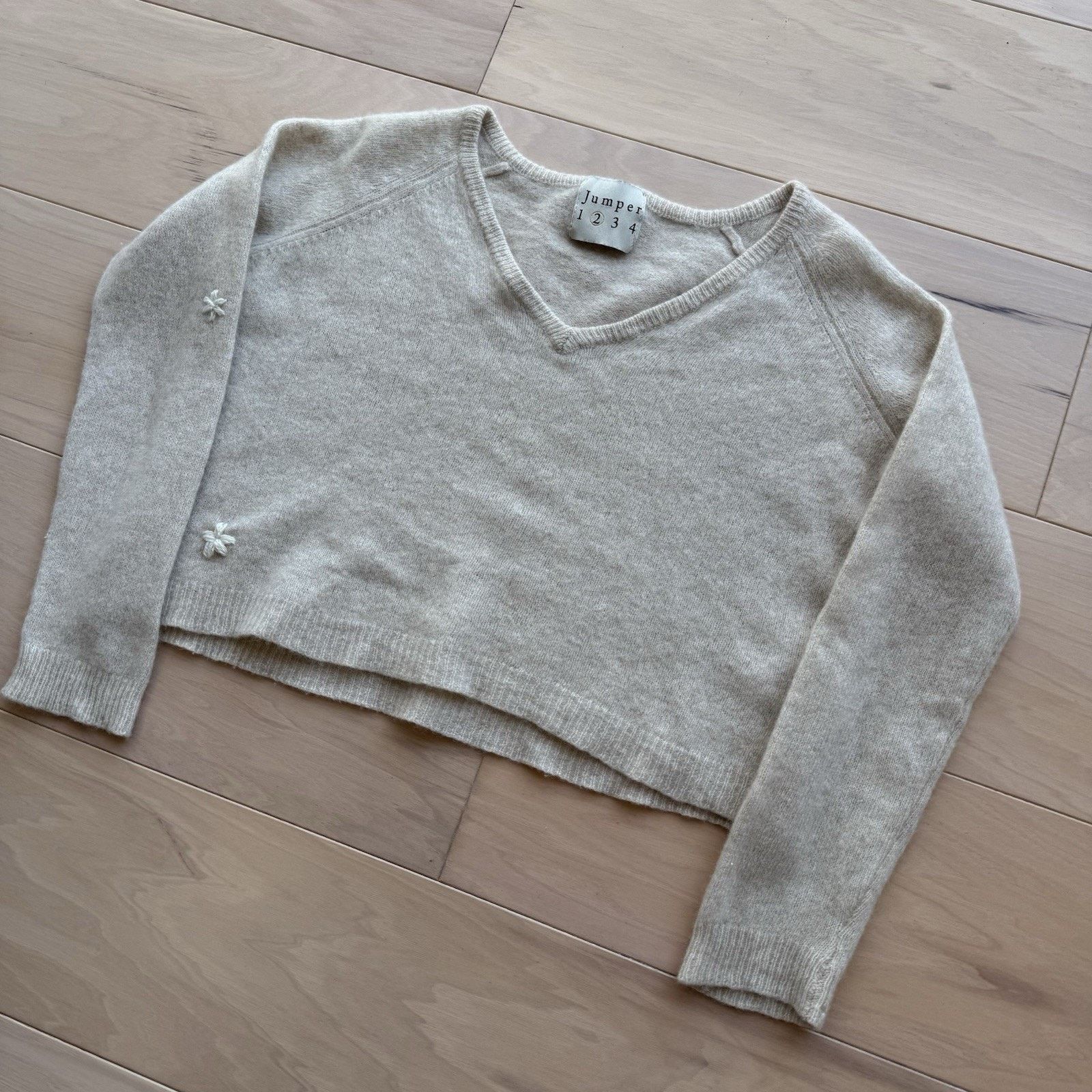 Designer Jumper 1234 Cashmere Sweater 2 Beige Wool Knit Pullover Size XS / US 0-2 / IT 36-38 - 9 Thumbnail
