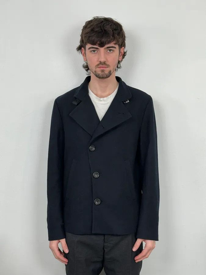 Emporio Armani AW2008 Emporio Armani Black Asymmetrical Officer Jacket Size US M / EU 48-50 / 2 - 1 Thumbnail