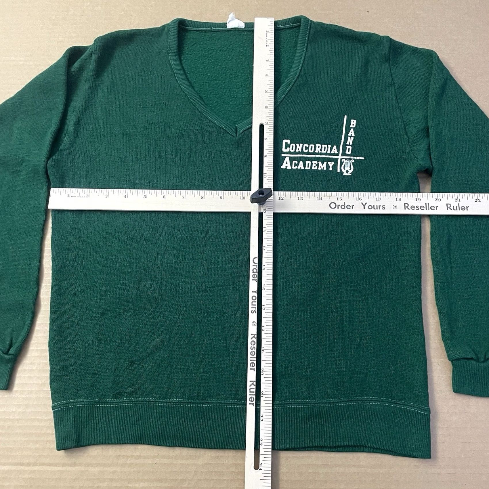Velva Sheen VINTAGE Velva Sheen Concordia Academy Band V Neck Sweater Men Adult Medium Green Gray 1/4 Zip School Preppy Retro 90s Pullover Knits Sweater, Mens Size US M / EU 48-50 / 2 - 2 Thumbnail