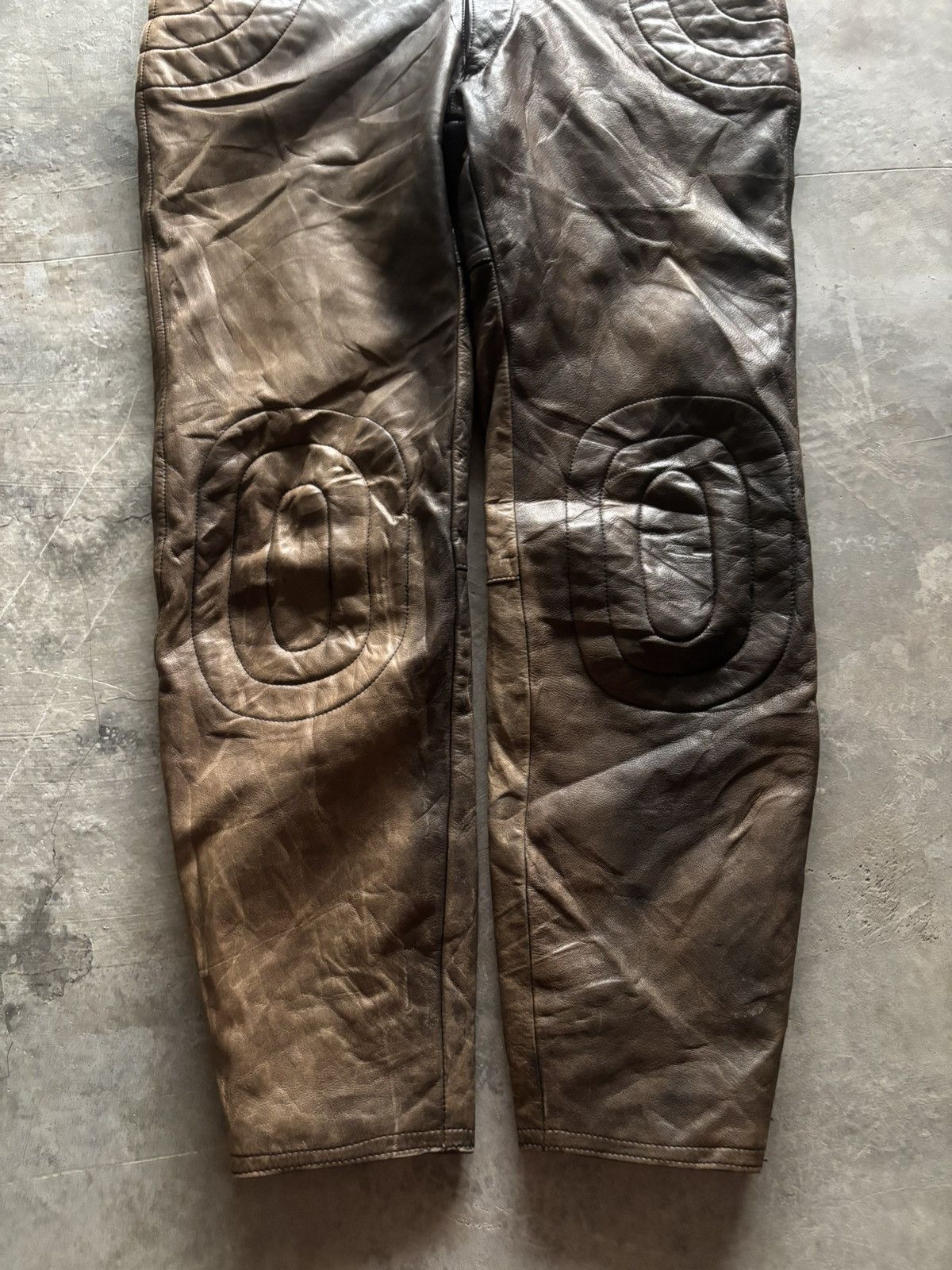 Japanese Brand KOMINE LEATHER PANT MOTORSPORT SUPER SICK FADED PATINA Size US 32 / EU 48 - 13 Thumbnail