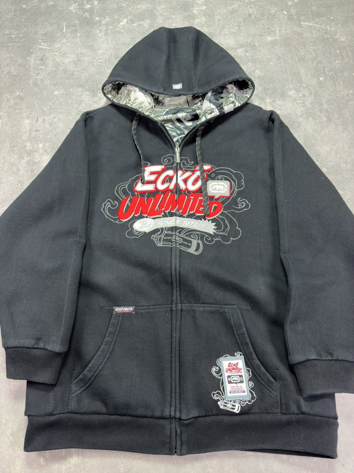 Ecko Unltd. 00s Ecko Unltd. Reversible AOP Printed Baggy Zip Hoodie XXL Size US XXL / EU 58 / 5 - 8 Thumbnail
