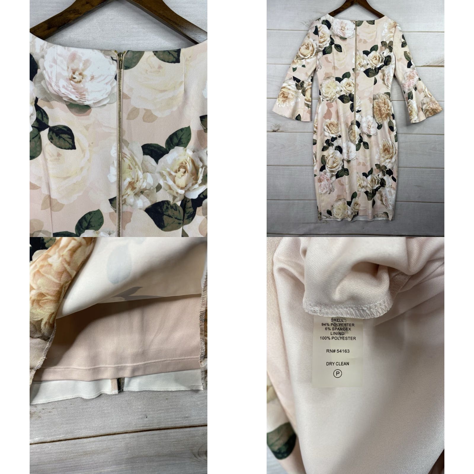 Calvin Klein Calvin Klein Dress 6 Floral Pink Scuba Neoprene Stretch Bell Sleeve Sheath Dress Mid-Length Pink Floral Sleeves 3/4 Women Mens? Size M / US 6-8 / IT 42-44 - 8 Thumbnail