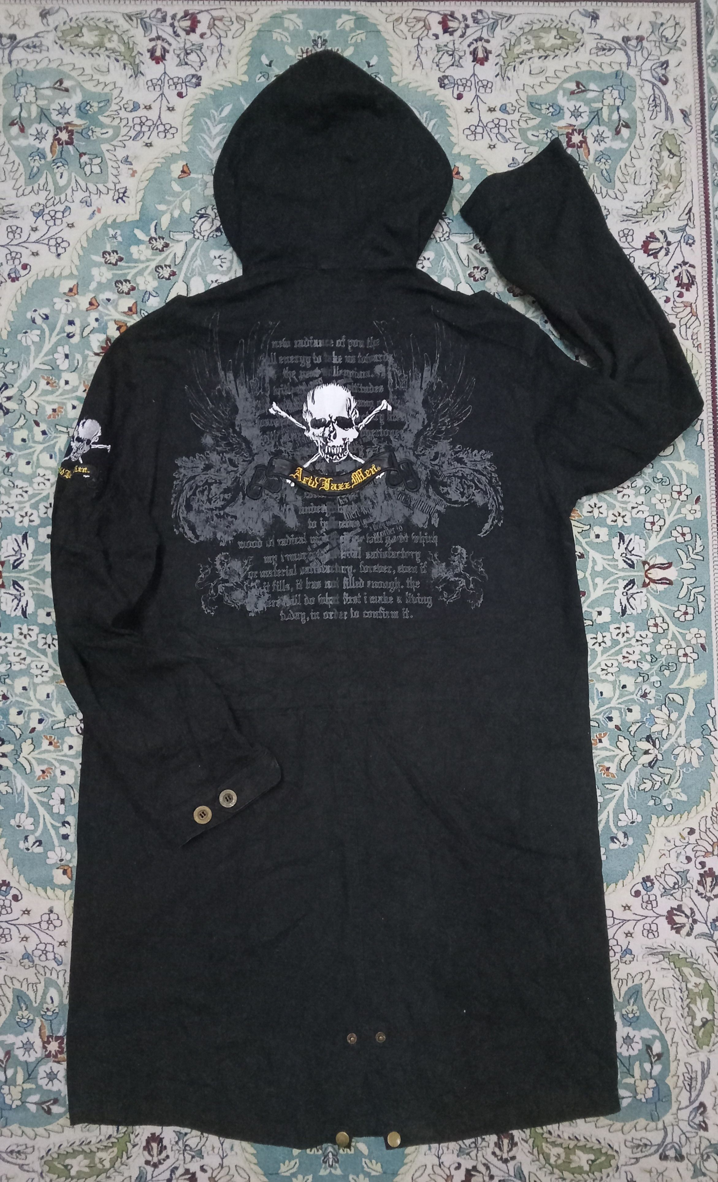 Japanese Brand Arid Jazz Men - Rare Skull Design Hoodie Zipped Long Jacket Size US L / EU 52-54 / 3 - 1 Thumbnail