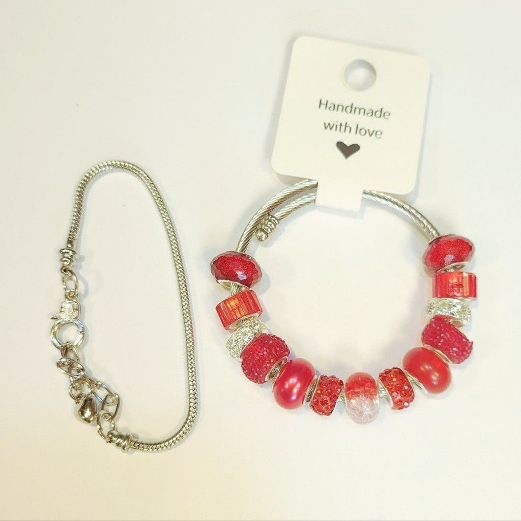 Handmade European Style Large Beaded Adjustable Snake Coil Bracelet Size ONE SIZE - 1 Thumbnail