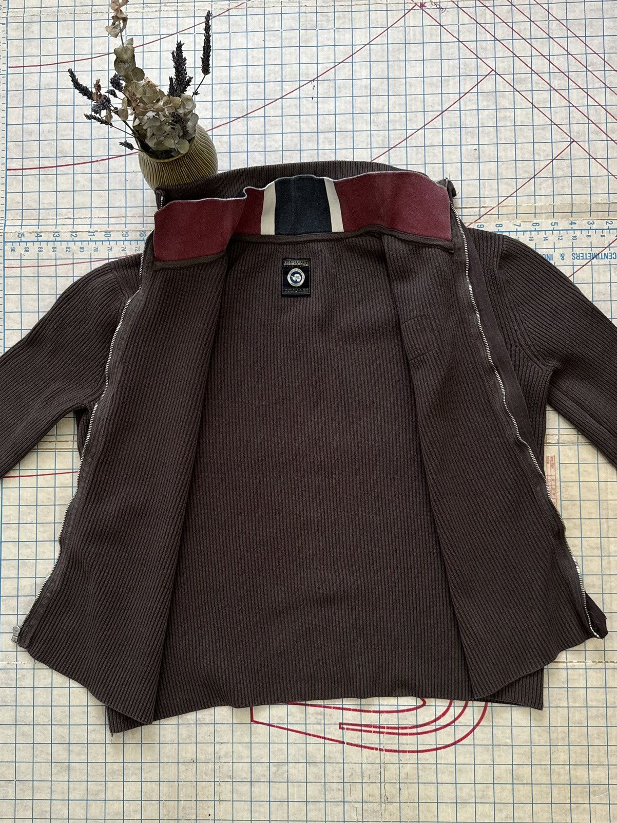 Napapijri Napapjiri Brown Full Zip Ribbed Knit Sweater Size XL Size US XL / EU 56 / 4 - 7 Thumbnail