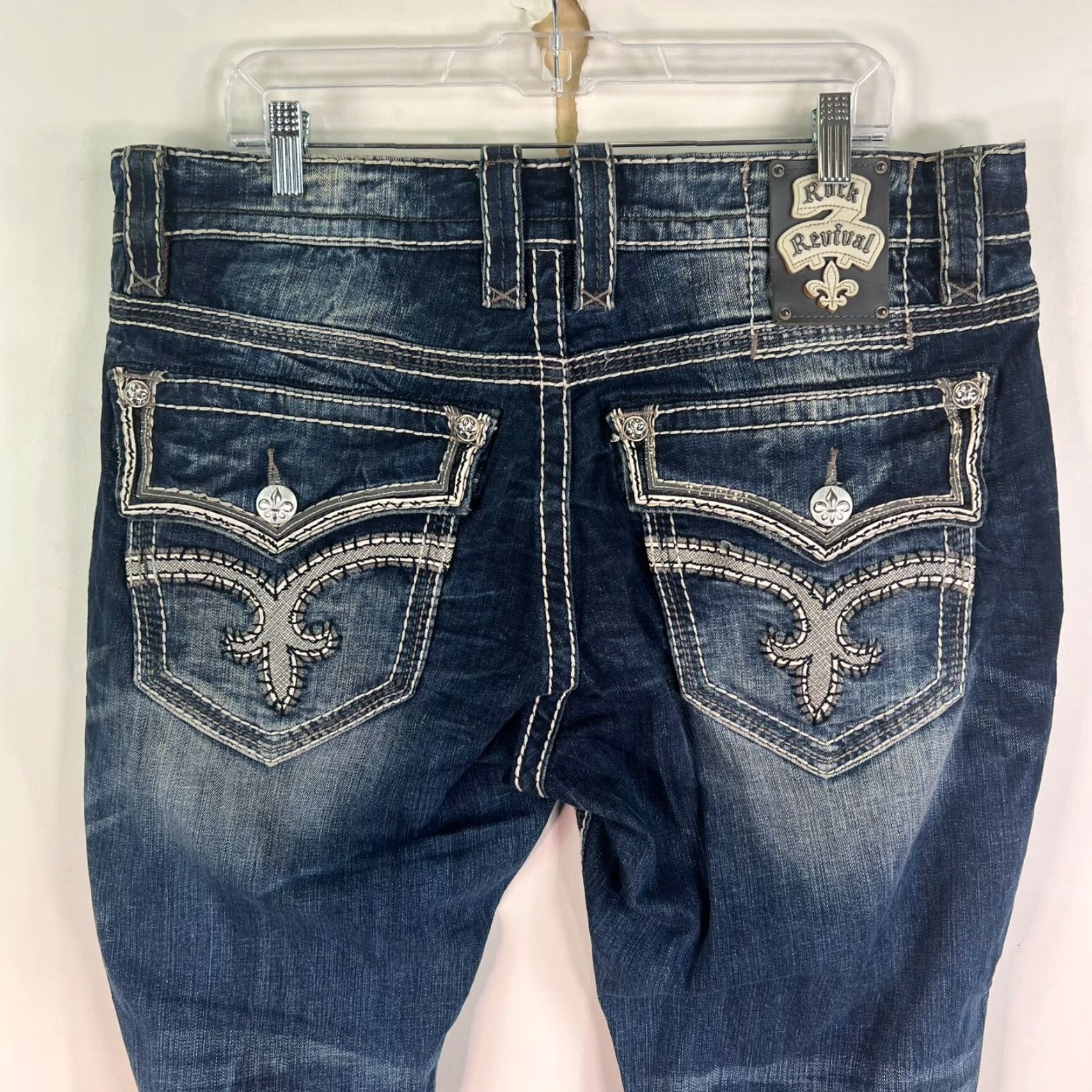 Vintage Rock Revival Jacoby Bootcut Jeans Mens Size 38 29 Blue Distressed Denim Size US 38 / EU 54 - 7 Thumbnail