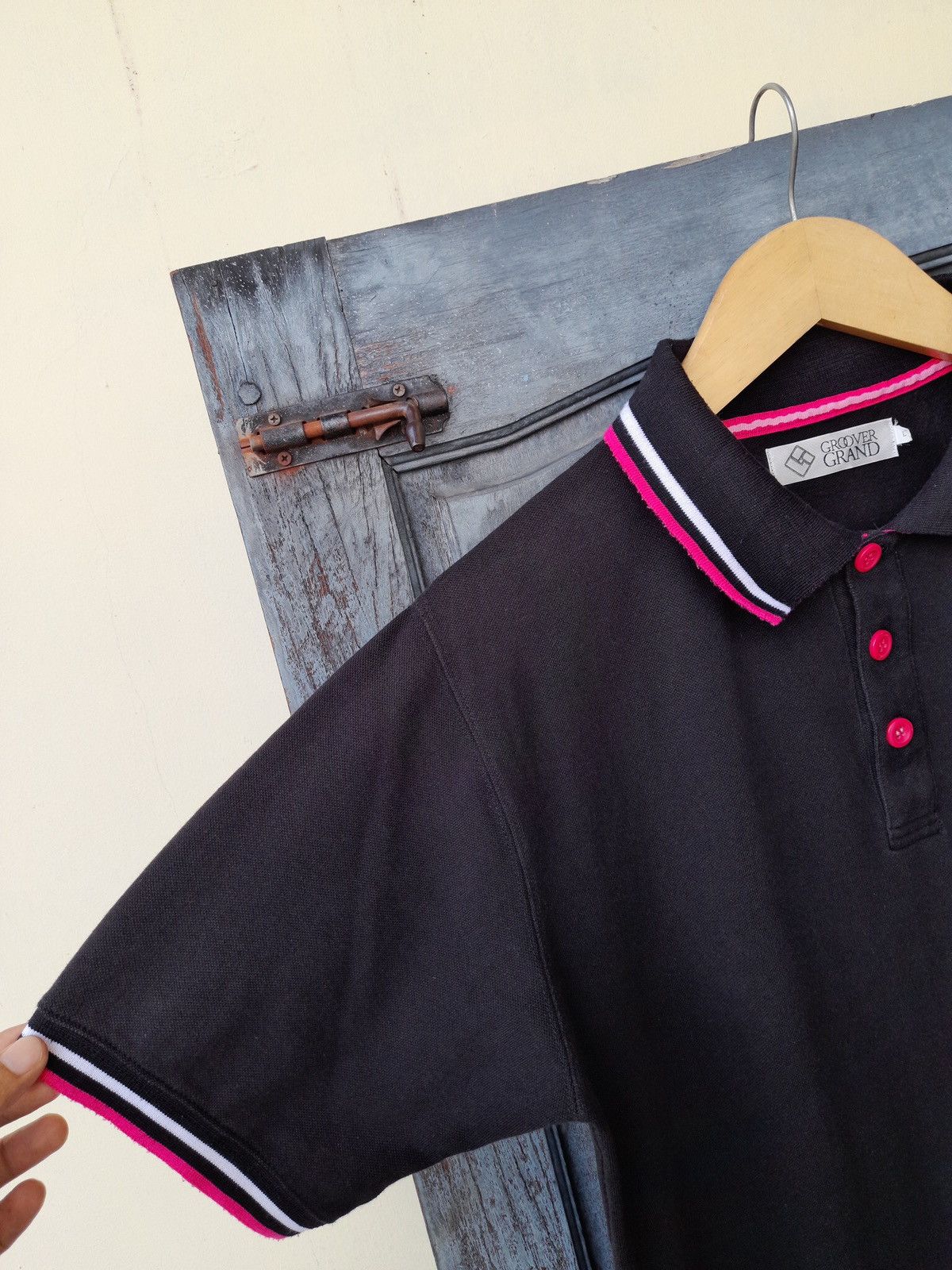 Japanese Brand Groover Grand Polo Shirt Black Pink Logo Y2K Streetwear Size US L / EU 52-54 / 3 - 4 Thumbnail