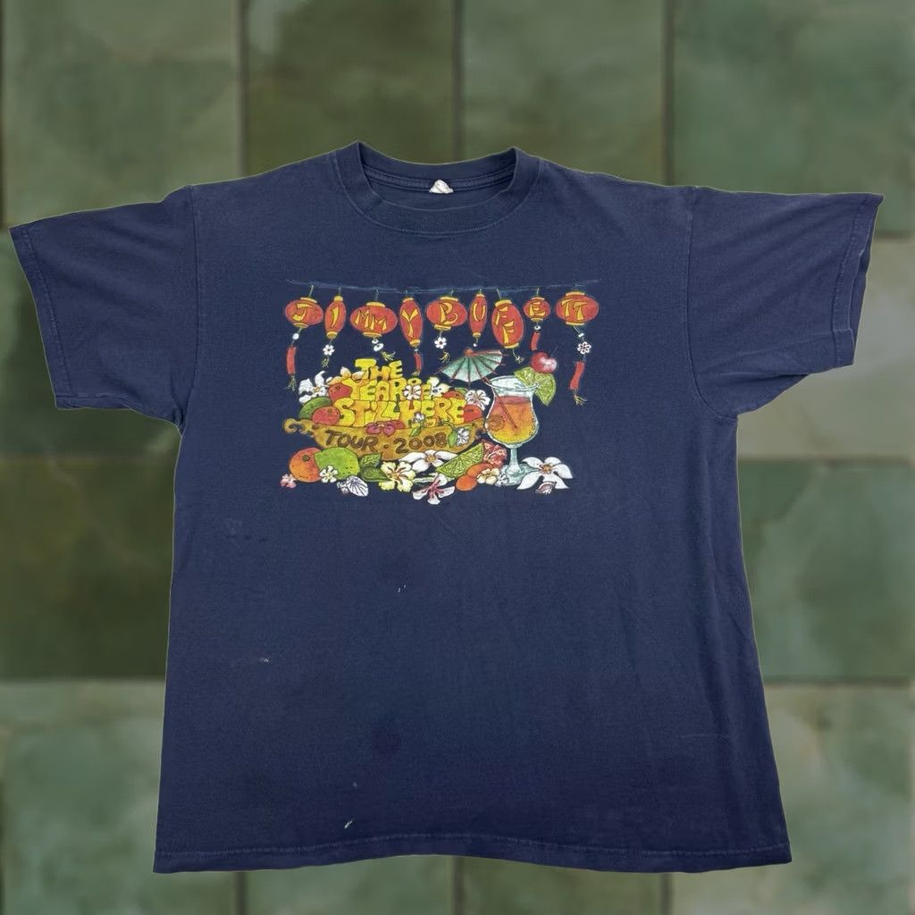 Anvil Y2K Jimmy Buffett 2008 Tour T Shirt Adult Large Year Of Still Here Concert Band Shirt Mens Blue Cotton Vintage Anvil Short Sleeve Crew Neck 4357hh Size US L / EU 52-54 / 3 - 1 Thumbnail