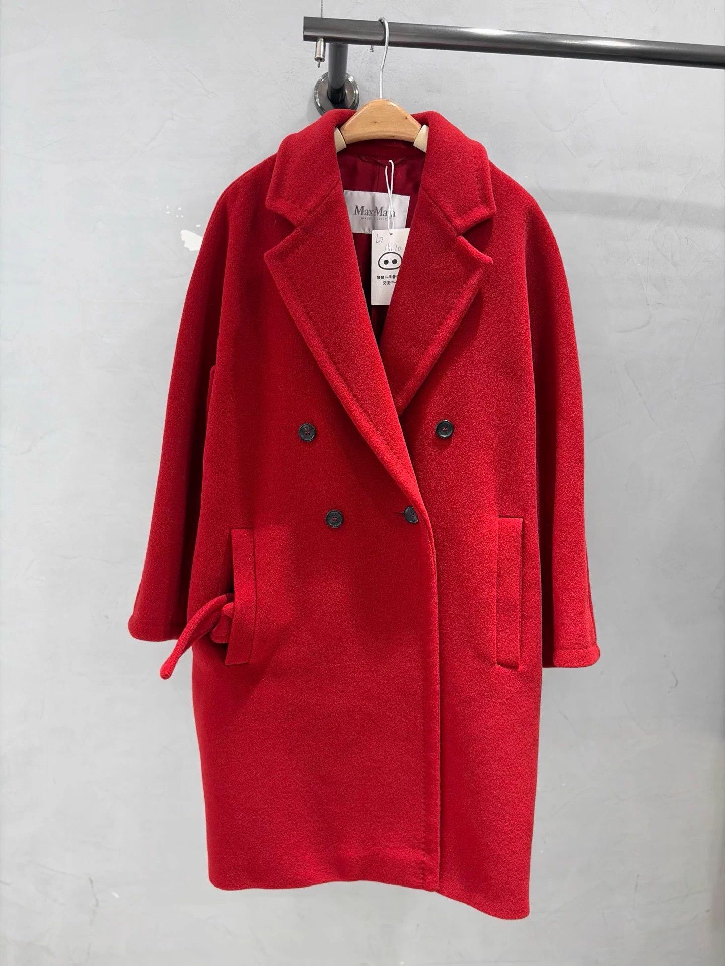 MaxMara NY 101801 Short Red 100% Camel Hair Coat 32
