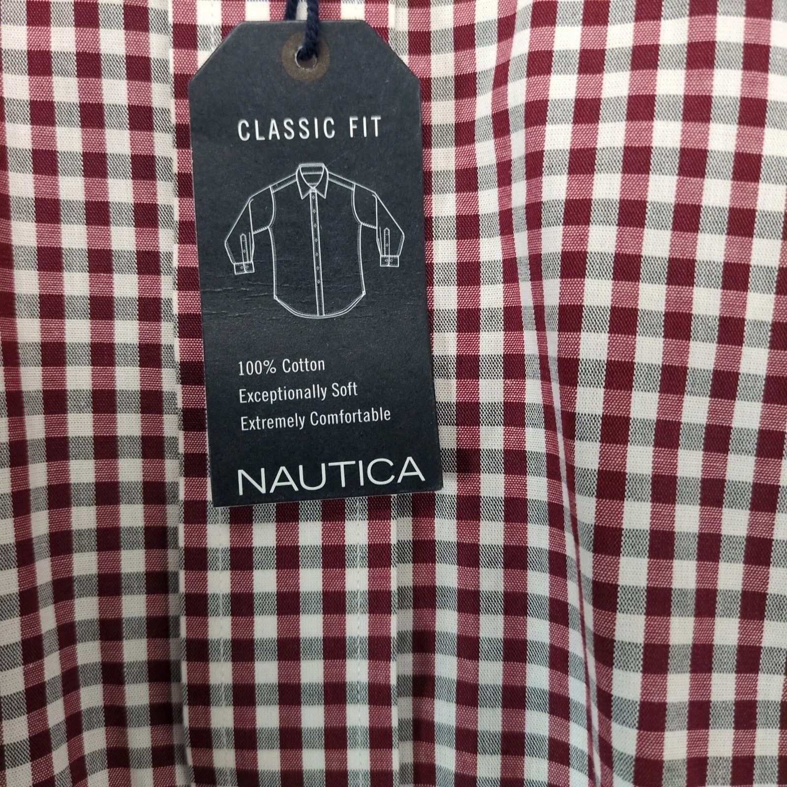 Nautica Nautica Classic Fit Red Check Men's Dress Shirt XL Long Slv Size US XL / EU 56 / 4 - 6 Thumbnail
