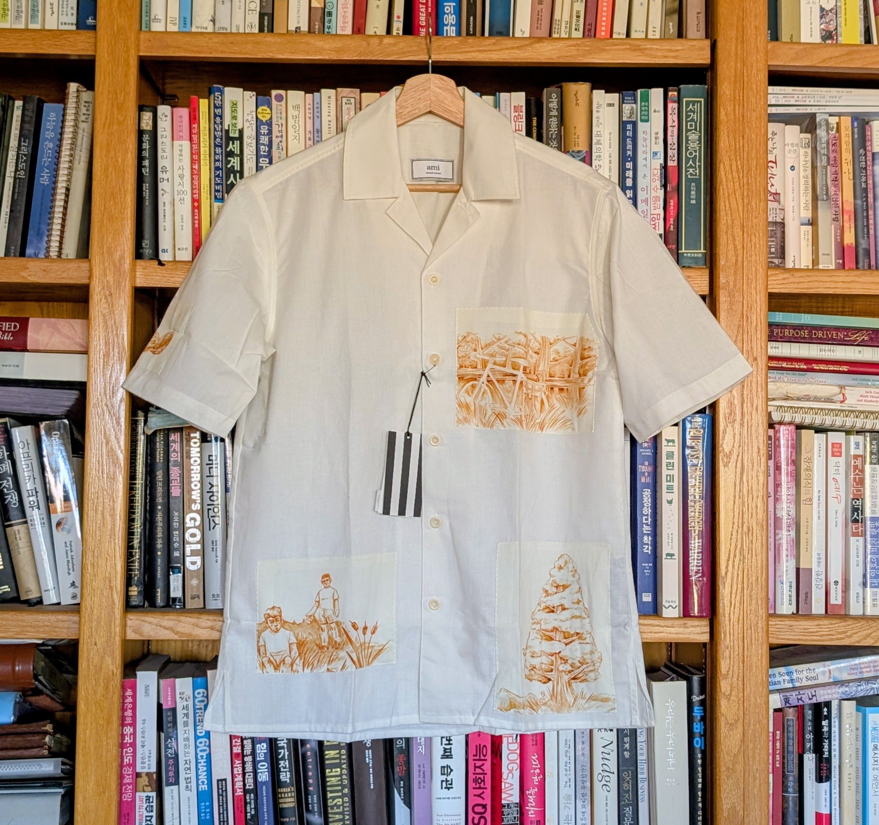 AMI Brown Patchwork Camp Collar Shirt Size US XS / EU 42 / 0 - 1 Thumbnail