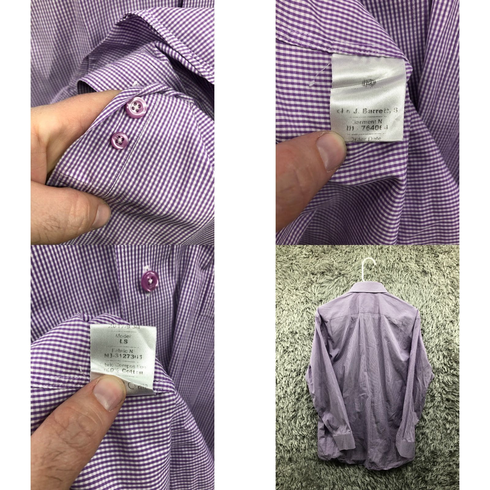 Vintage Robert Brett Shirt L Mens Purple Plaid Long Sleeve Button-Down Collar Size US L / EU 52-54 / 3 - 8 Thumbnail