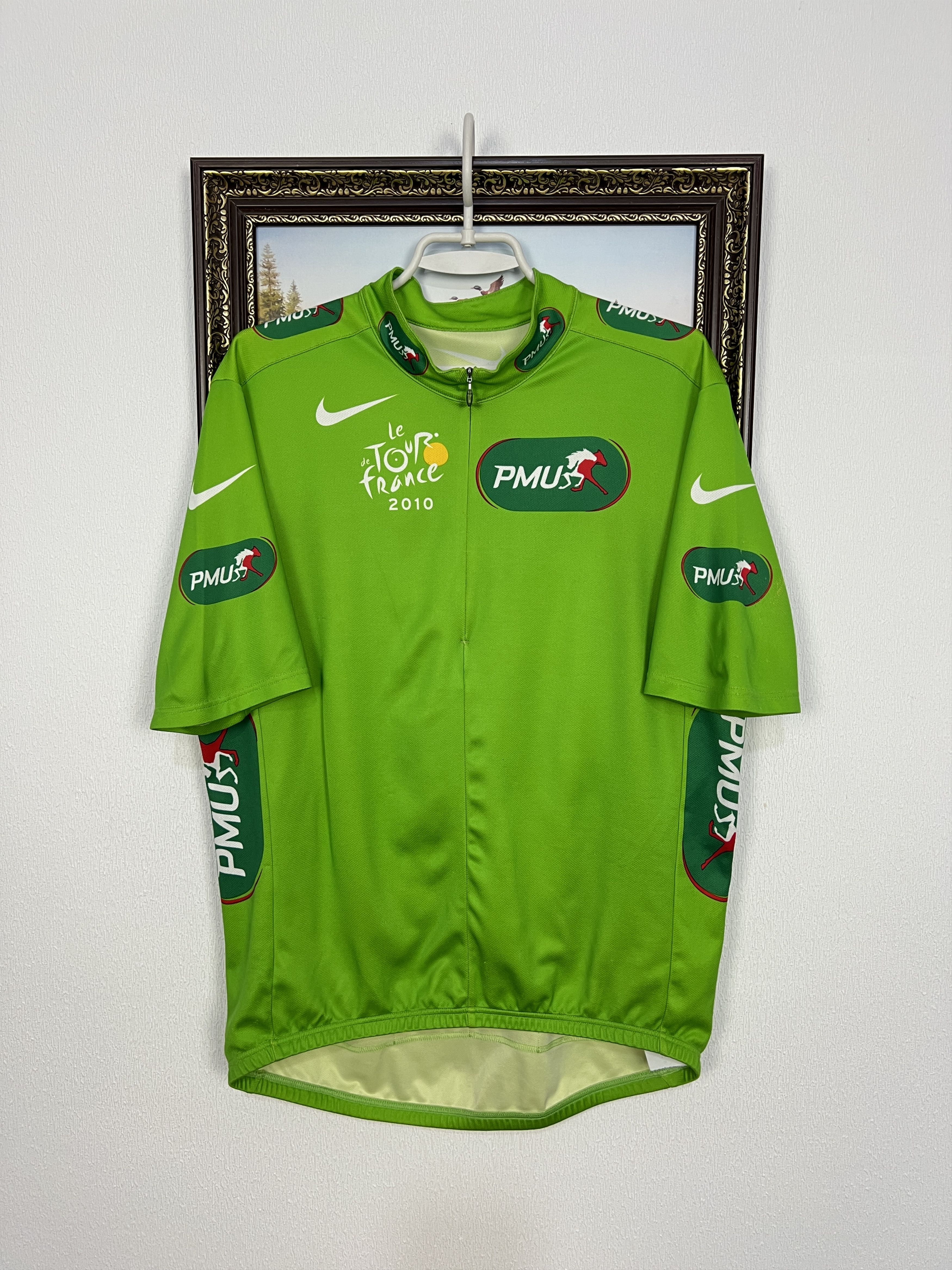 Nike Vintage 2010 Nike Jersey PMU Tour de France Green Cycling Size US XL / EU 56 / 4 - 1 Thumbnail