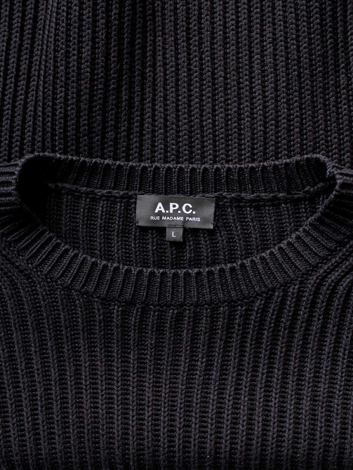 A.P.C. APC Black Ribbed Knit Silk Cotton Sweater Size US L / EU 52-54 / 3 - 5 Thumbnail