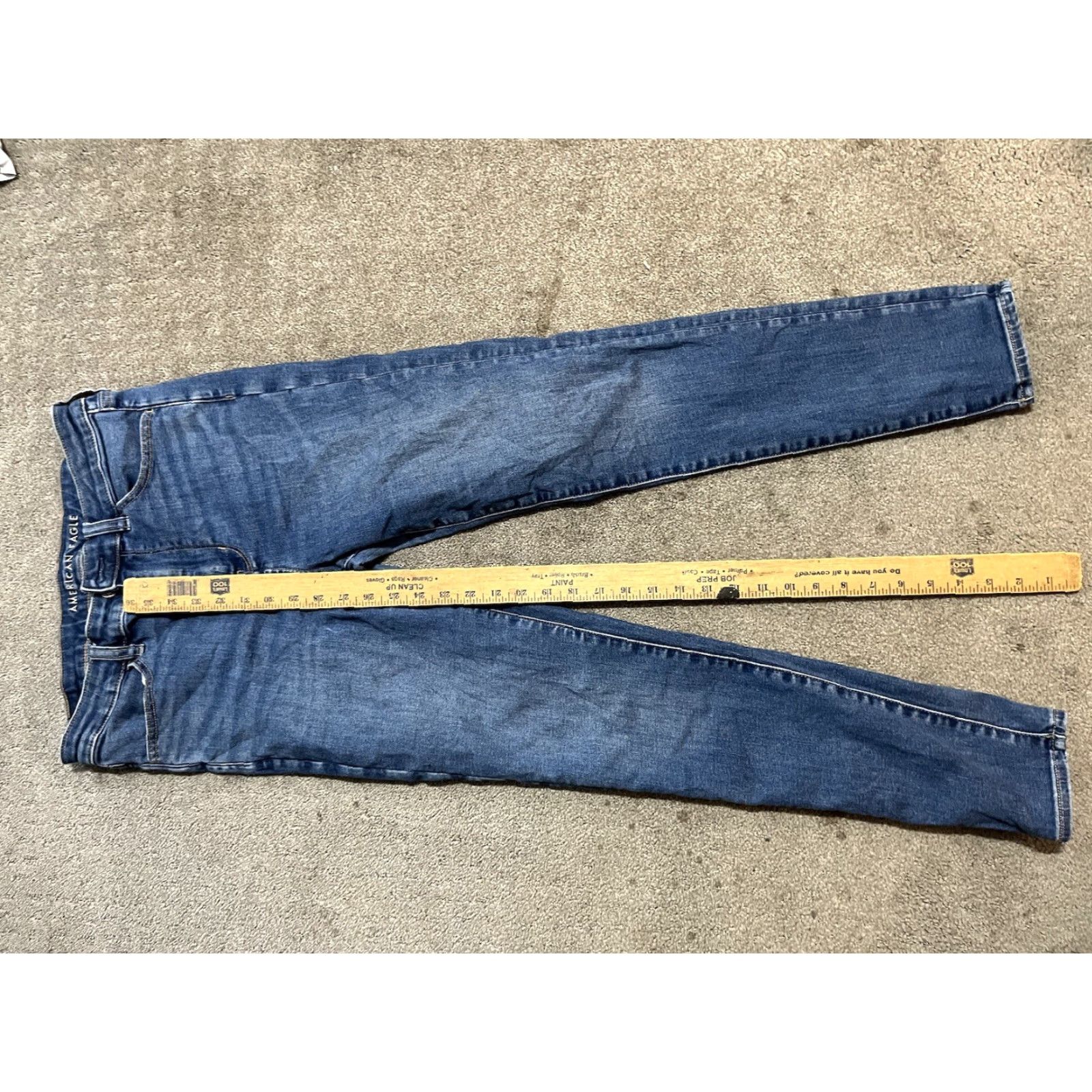 American Eagle Outfitters VINTAGE American Eagle Blue Super Stretch Hi-Rise Jegging Pants 12 Reg MedWash Distresse Females/Women (if applicable) Size 34" / US 12 / IT 48 - 7 Thumbnail