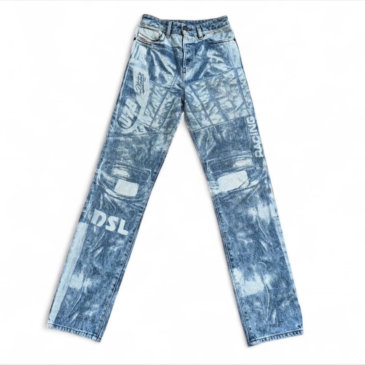 Diesel DIESEL laser-print straight-leg blue jeans Size US 27 - 1 Thumbnail