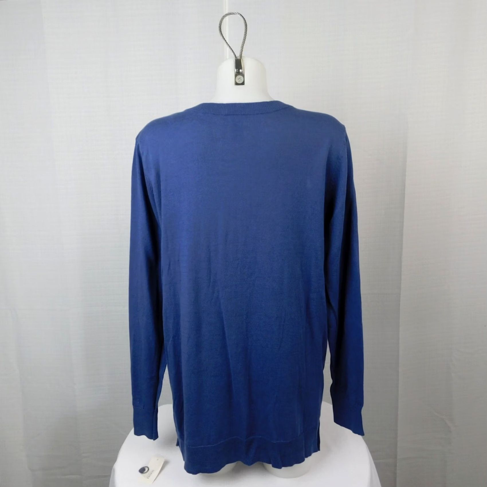 Alfani Alfani Cardigan Shirt Womens Small Blue 100% Cotton Knit V-Neck Button Lightweight Casual Fall Winter Spring Long Sleeve Knit Style 214111B237 Size S / US 4 / IT 40 - 4 Thumbnail
