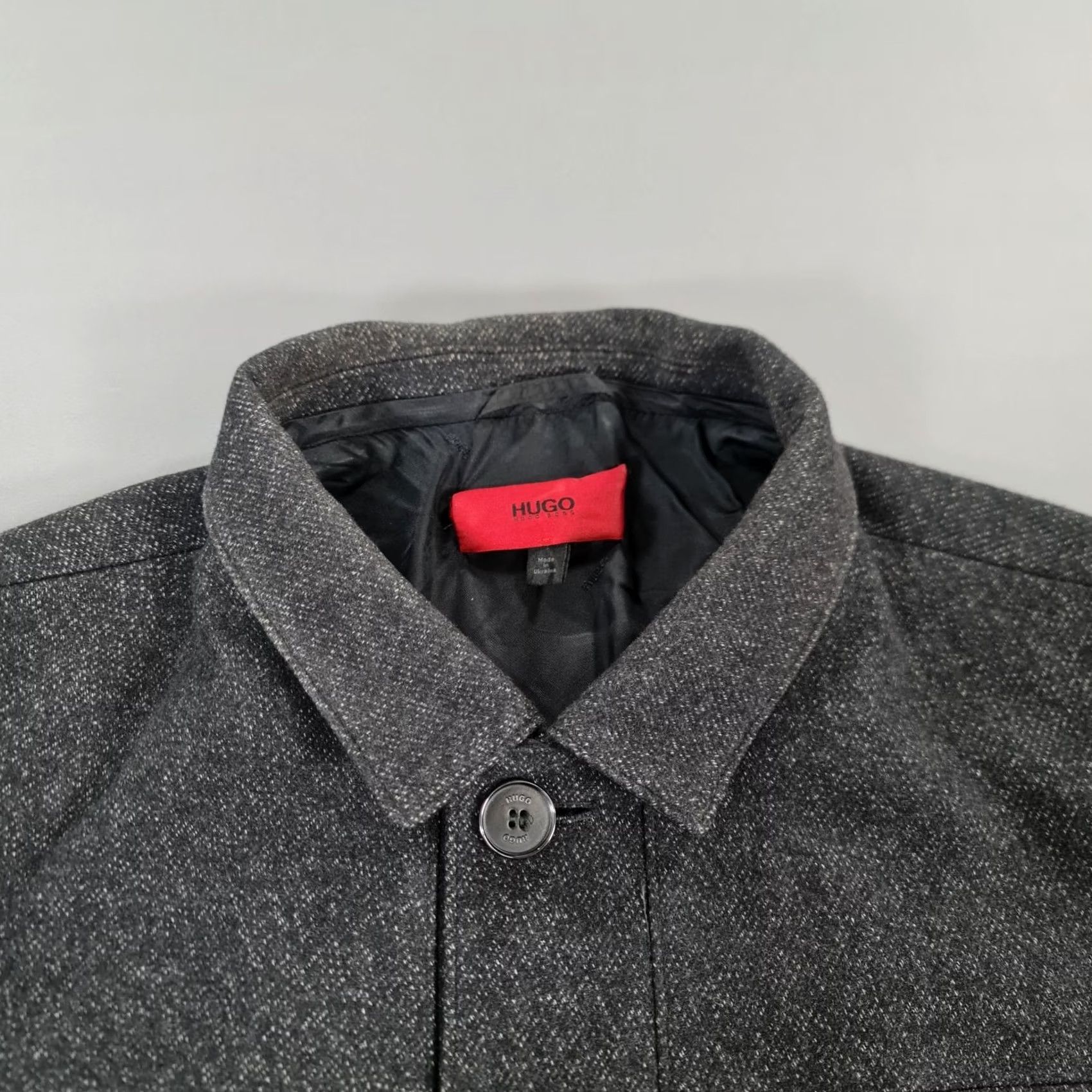Hugo Boss HUGO BOSS Coat Mens Overcoat Long Wool Blend Single Breasted Grey XL Button Pockets Classic Vintage: No Womens Mens? Size US XL / EU 56 / 4 - 2 Thumbnail