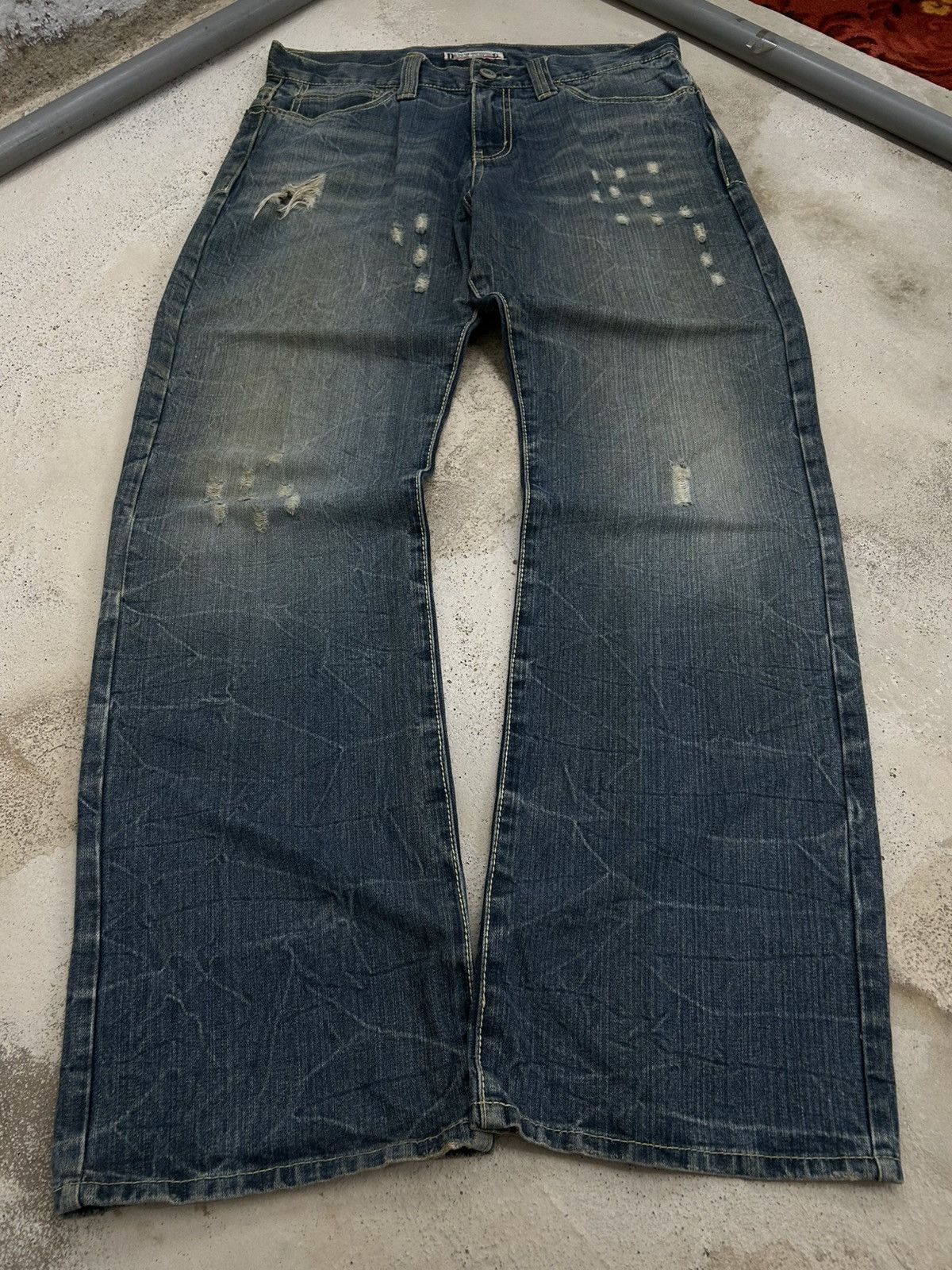 Le Grande Bleu (L.G.B.) Vintage Daily Topics Rainbow Baggy Distressed Washed Whisker Size US 33 - 2 Thumbnail