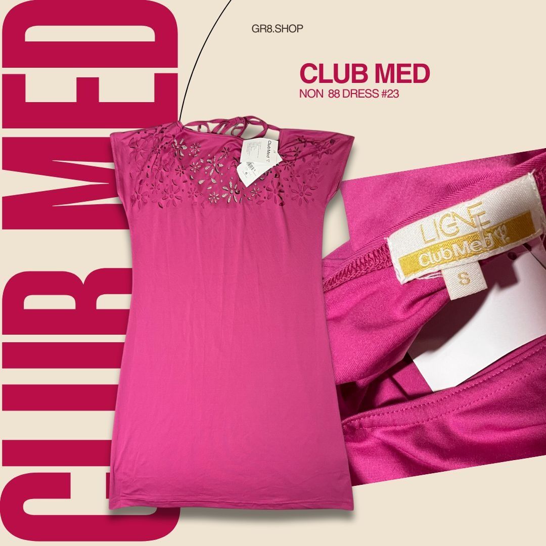 Other Club Med Ligne Non 88 Dress #23 Hot Pink Laser-Cut Floral De Size S / US 4 / IT 40 - 1 Thumbnail