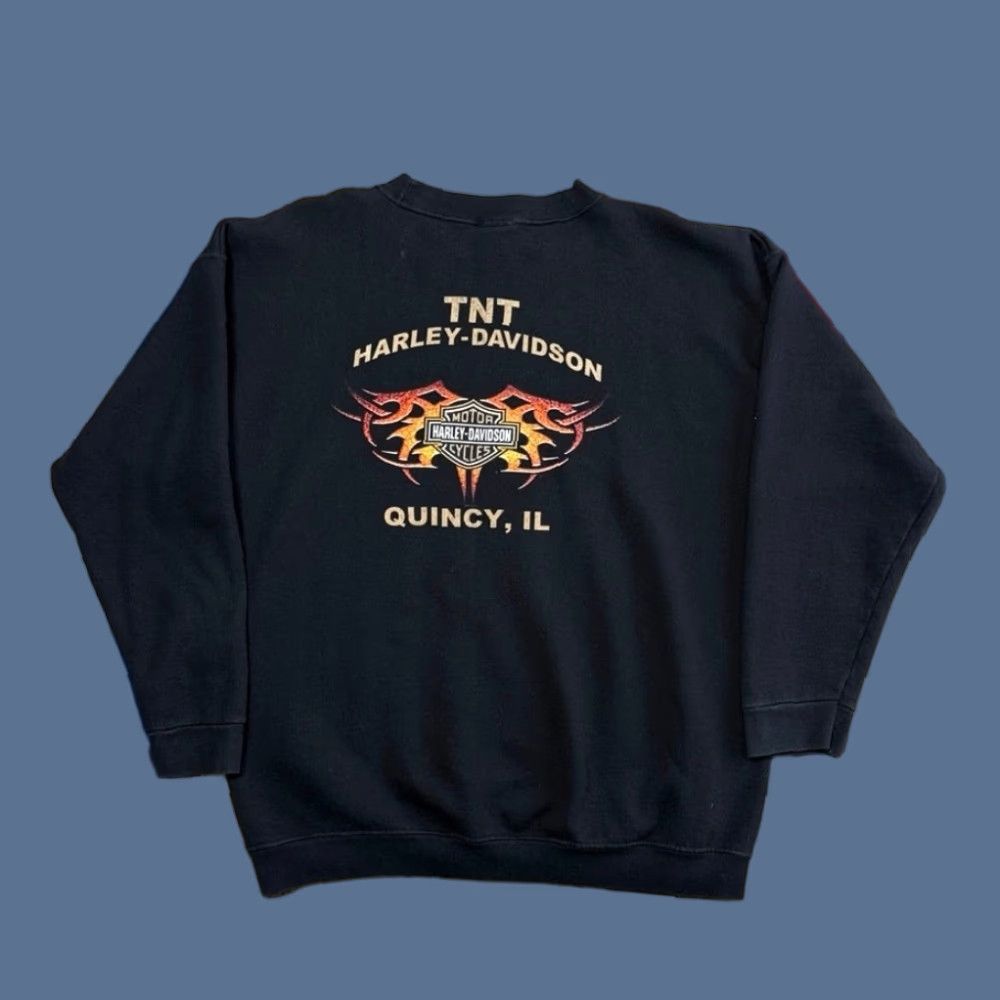Harley Davidson VINTAGE Harley Davidson Skull Crewneck Sweatshirt Men XL Biker 90s Y2k Sweatshirt Crew Neck Long Sleeve Black Size US XL / EU 56 / 4 - 1 Thumbnail
