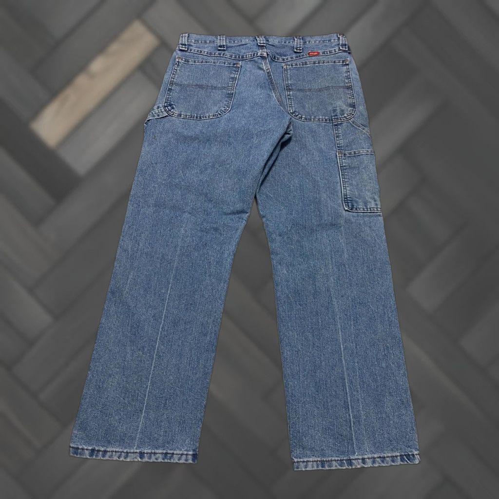 Wrangler VINTAGE Wrangler Carpenter Jeans Men's Size 34×30 Blue Relaxed Wide-Leg Denim 5-Pocket Wrangler Carpenter Work Mens Regular 34 Blue Size US 34 / EU 50 - 1 Thumbnail