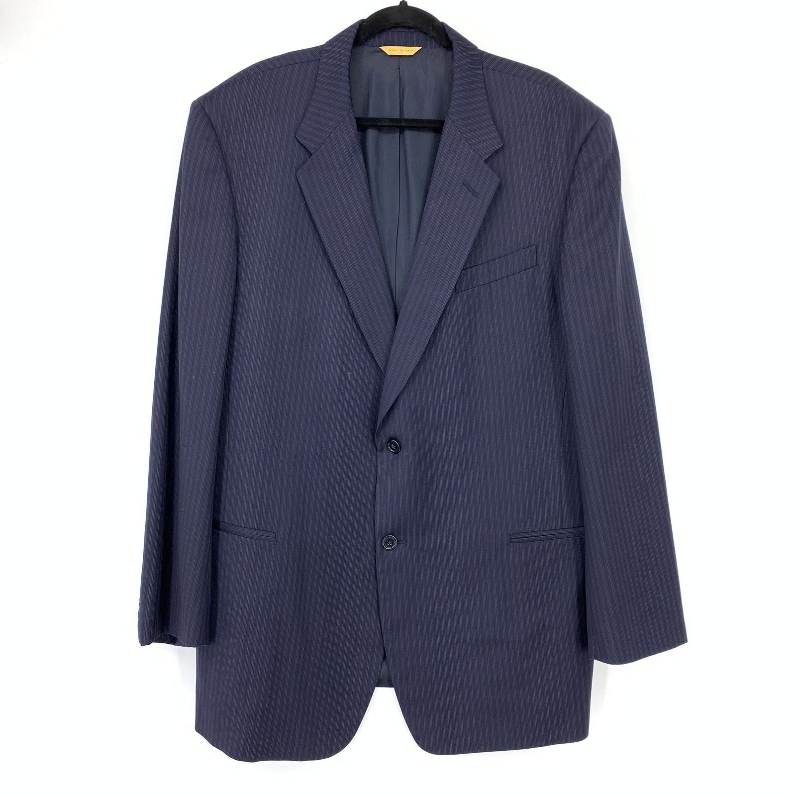 Donna Karan Donna Karan Blazer Jacket Mens 48L Navy Blue Pinstripe Wool Size 48L - 1 Thumbnail