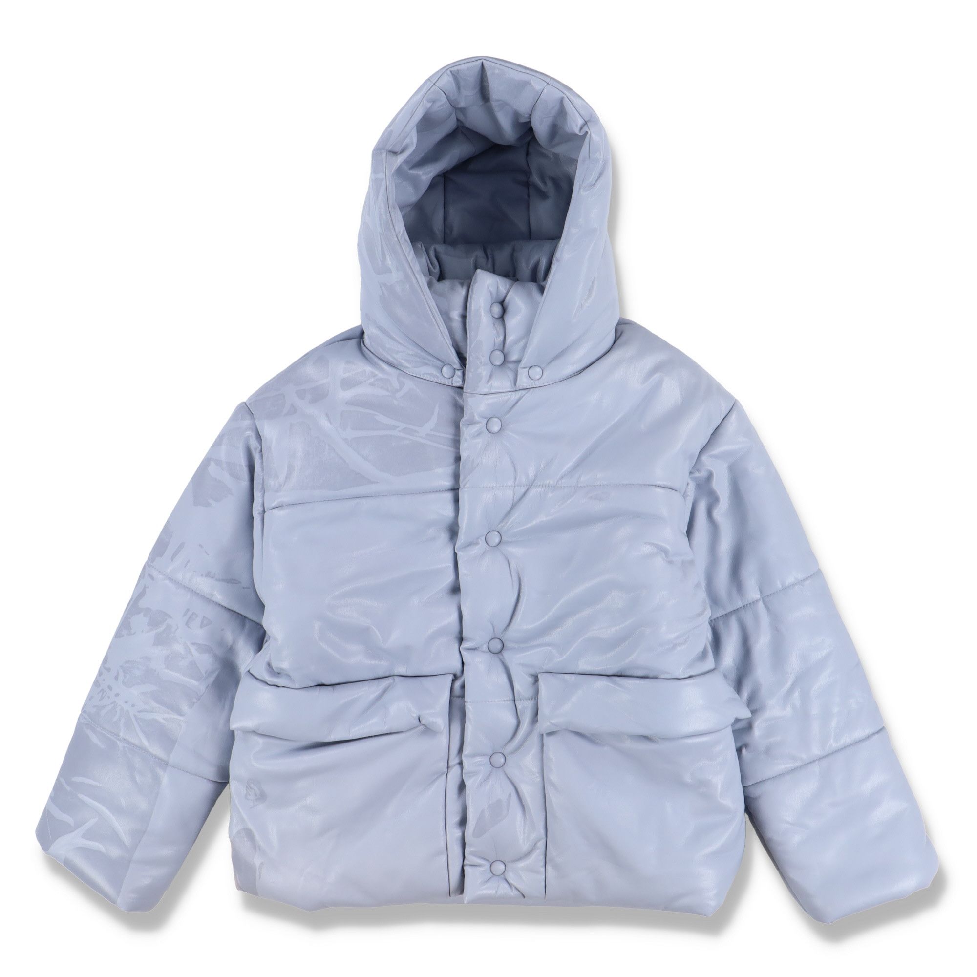 Nanushka Dusty Blue Vegan Leather Hooded Puffer Jacket Size S / US 4 / IT 40 - 4 Thumbnail