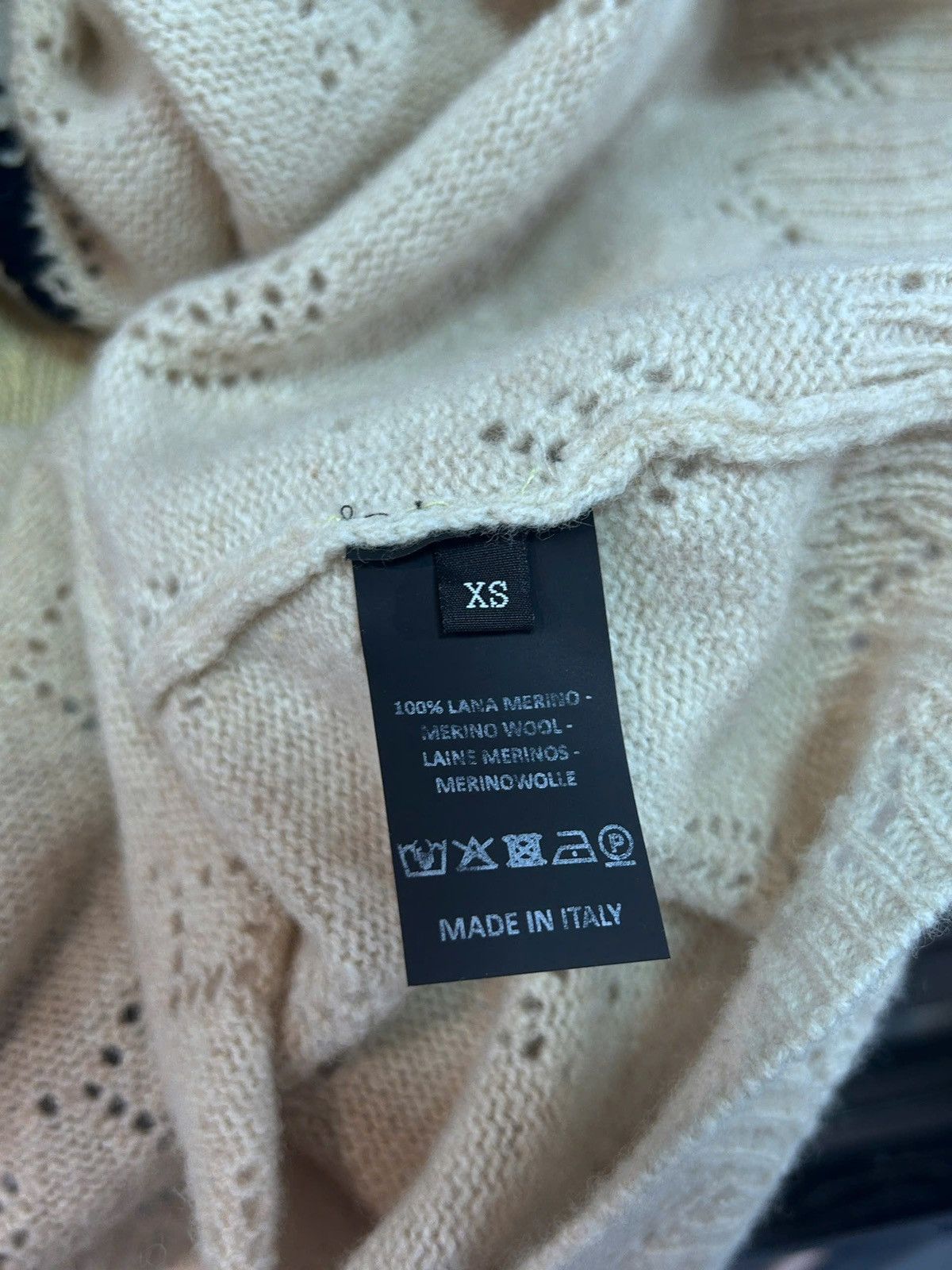 Raf Simons Raf Simon Yellow And Beige Oversized Merino Smiley Sweater Size US XS / EU 42 / 0 - 4 Thumbnail