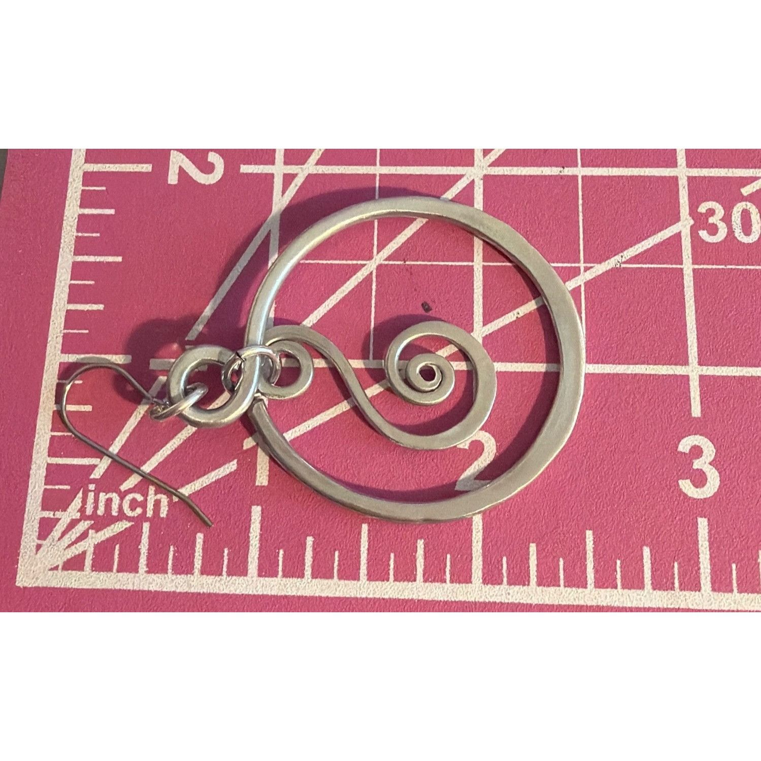 Other Vintage Silver Tone Spiral Dangle Hoop Earrings Hooks 2.5" L Size ONE SIZE - 4 Thumbnail