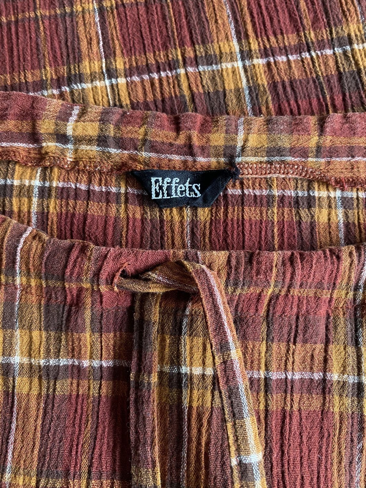 Japanese Brand Effets Plaid Tie-Neck Top Size M / US 6-8 / IT 42-44 - 3 Thumbnail