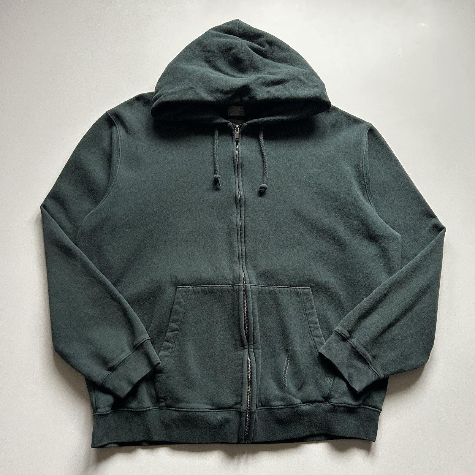 Vintage Gap Zip Up Hoodie Large Faded Green Blank Distressed
