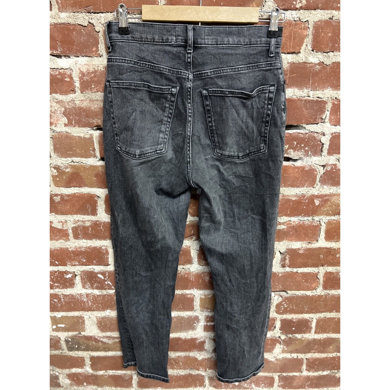 Everlane Everlane Jeans Women 27 Cotton Denim High Waist Black Straight Stretch Jeans Size 26" / US 2 / IT 38 - 3 Thumbnail