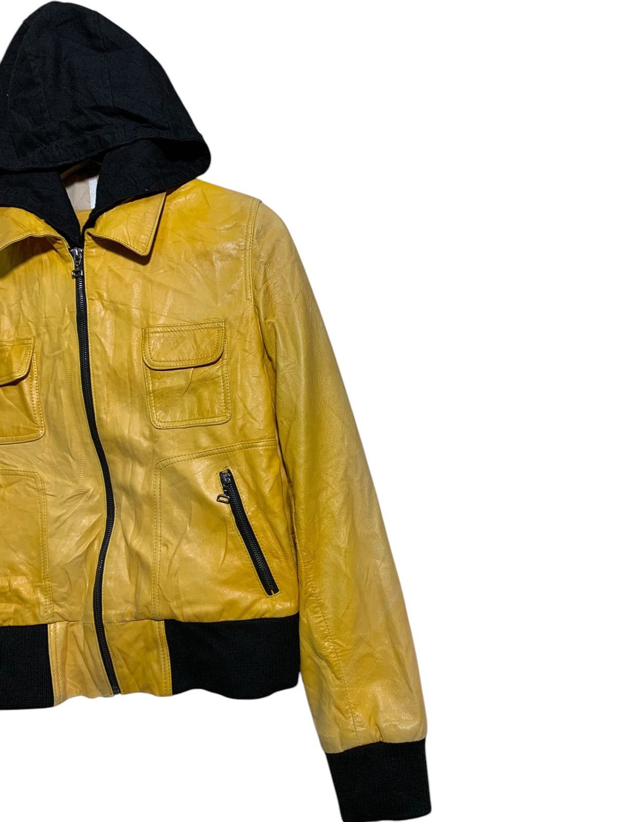 Genuine Leather 🔥RARE YELLOW LEATHER PARK HOODIE JACKETS Size US XL / EU 56 / 4 - 3 Thumbnail