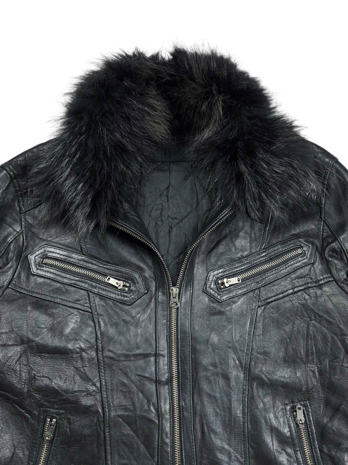 2000s Jackrose - Trim Fur Collar Vkei Style Leather Jacket